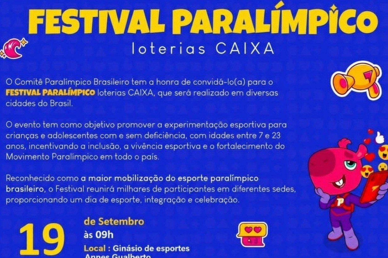 São Bento do Sul recebe Festival Paralímpico Loterias CAIXA no dia 19 de setembro