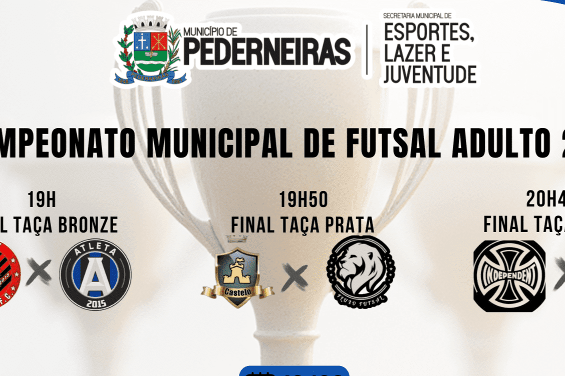 Campeões do Municipal de Futsal Adulto 2026 de Pederneiras (SP) serão definidos nesta sexta