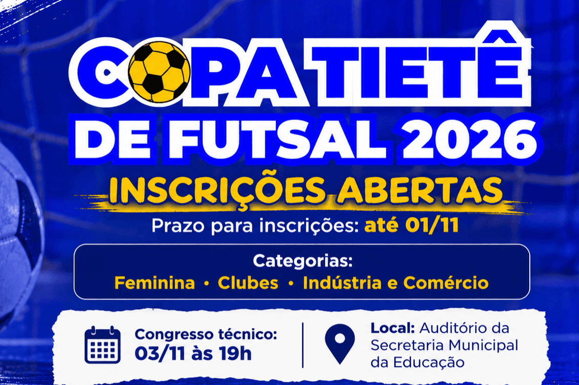 Inscrições da Copa Tietê de Futsal 2026 encerram neste domingo