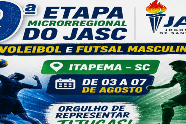 Tijucas disputa a 9ª etapa microrregional dos JASC com equipes de voleibol e futsal masculino