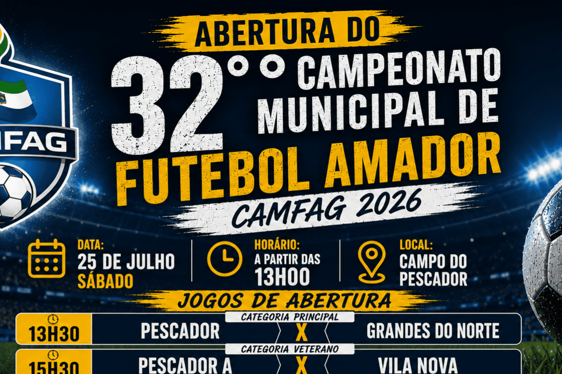 Governador Celso Ramos abre o 32º Campeonato Municipal de Futebol Amador 2026